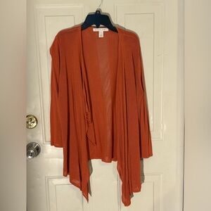 Emaline Rust Orange Open Front Cardigan Lightweight Draped Size M